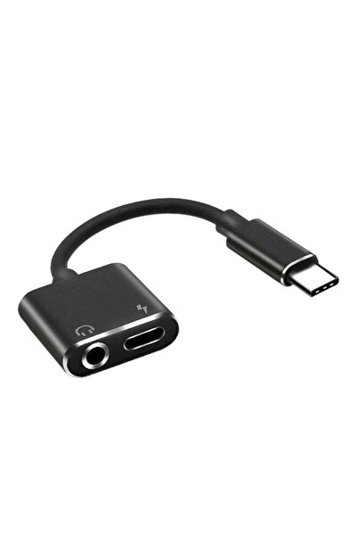 Generic Type-C إلى 3.5 مم مع الشحن باللون الأسود