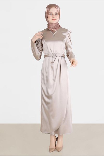 Alvina Satin Belted Dress - Model 42527