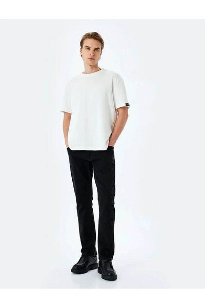 Koton Regular Waist Cotton Slim Fit Black Men's Jean Trousers 5Sam40034Nd