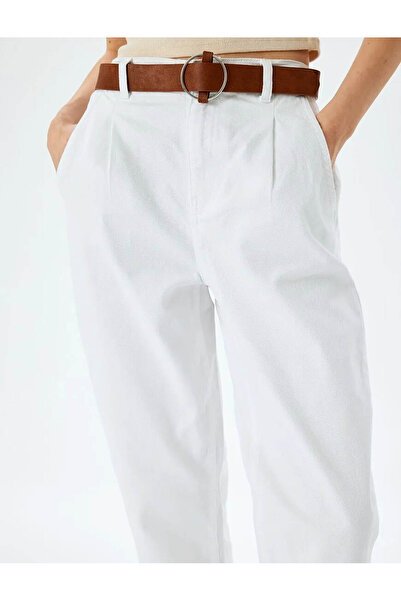 Koton Rahat Kesim Pamuklu Chino Beyaz Kadın Jean Pantolon 5SAL40006MW