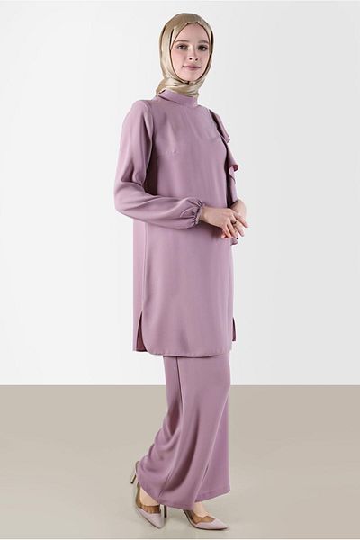 Alvina Flounced Stone Detailed Double Pants Set - 30275
