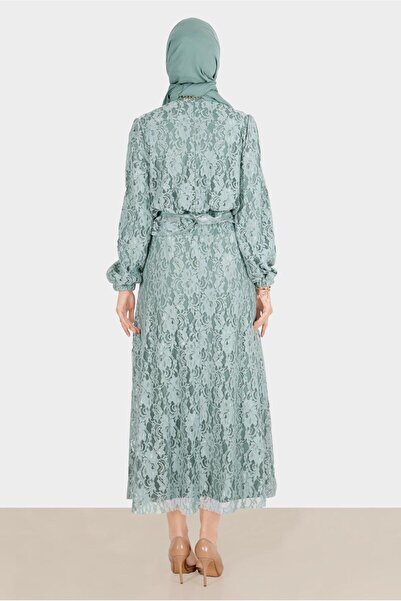 Alvina Lace and Belted Double Skirt Set - 42844