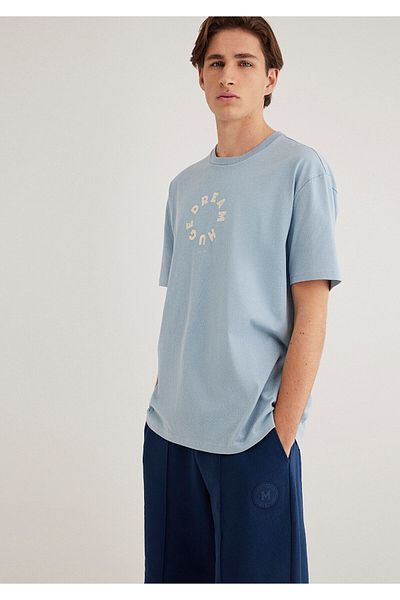 Mavi Back Printed Blue T-Shirt Loose Fit / Loose Relaxed Cut 0612254 -80796