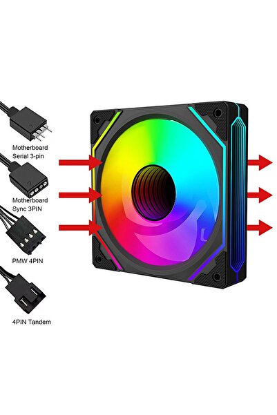 FlashHawk 120mm PC Case Cooler Fan, ARGB 5V 3-Pin and 4-Pin PWM Silent Computer Fan