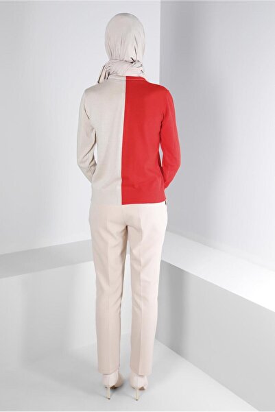 Alvina COLLAR TIE TWO COLOR KNITWEAR SWEATER 43187