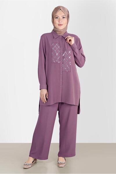 Alvina Pantaloni dubli.Set - Cu detaliu de paiete și nasturi, 20221