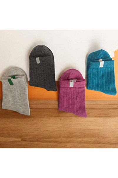 HAYEL 4 чифта раирани цветни чорапи с шарка до средата на яка