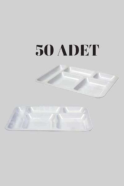 Hesna Natural 50 Pieces 5-Eye White Table Dish Plate, Tabletop, Tabletop