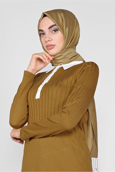 Alvina Shirt Collar Knitting Tunic 41016