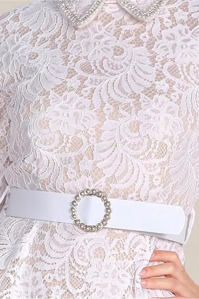 Alvina Collar Bead Embroidered Lace Dress 40630