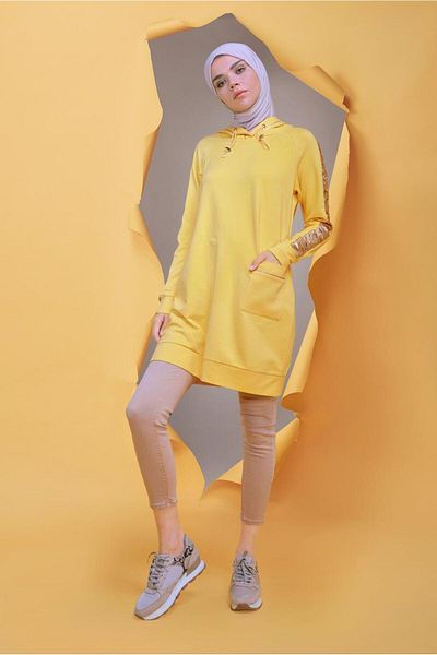 Alvina Yaldiz Printed Hood Lace-Up Tunic 41692