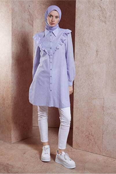 Alvina 44649 Model Hijab Tunic - Ruffle Detailed
