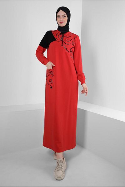 Alvina Stone Detailed Patterned Tracksuit Dress - 43724