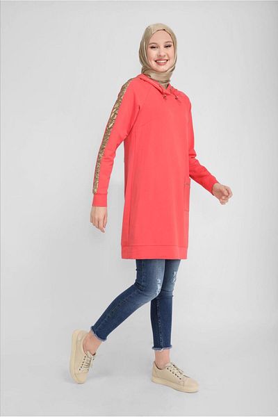 Alvina Yaldiz Printed Hood Lace-Up Tunic 41692