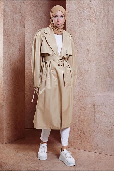 Alvina 10898 Model Belted Trench Coat