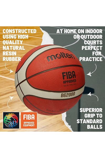 MOLTEN Size 7 Premium Rubber Basketball| Fiba Approved, Indoor/outdoor, Excellent Grip |orange/ivory