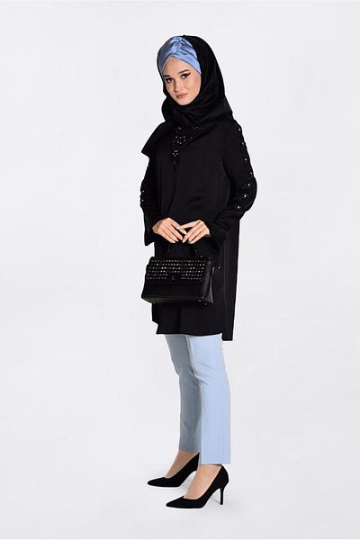 Alvina 4301 Model Guipure and Stone Detailed Tunic