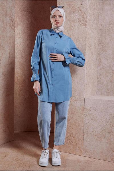 Alvina 44581 Model Shirt Collar Hijab Tunic