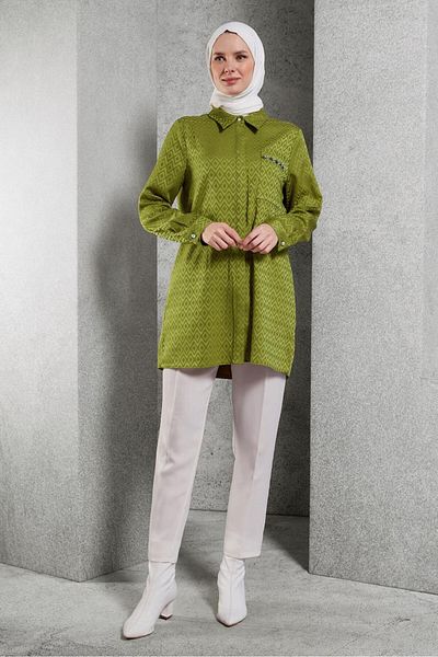 Alvina 45230 Model Jacquard Satin Tunic