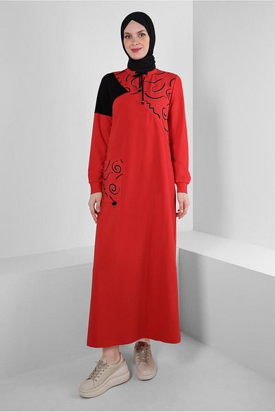 Alvina Stone Detailed Patterned Tracksuit Dress - 43724