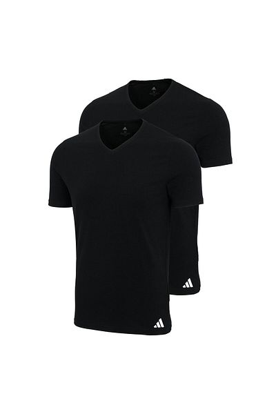 adidas Herren T-Shirts, 2er-Pack - V-Neck Shirt Active Flex Cotton, einfarbig