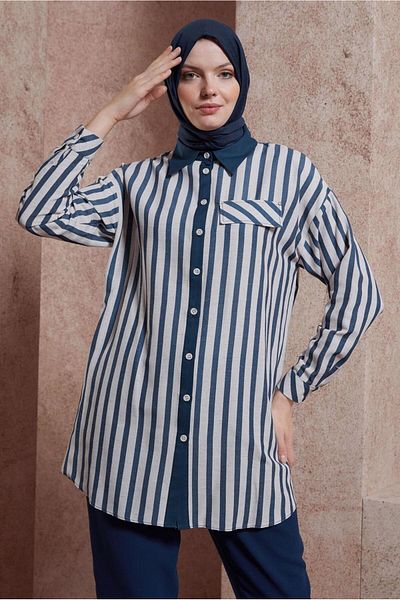 Alvina STRIPED LINEN TEXTURED TUNIC 44540