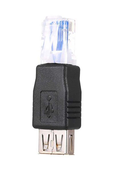Generic موصل محول USB 2.0 أنثى إلى إيثرنت RJ45 ذكر
