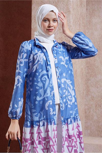 Alvina Linen Textured Patterned Tunic - 44771