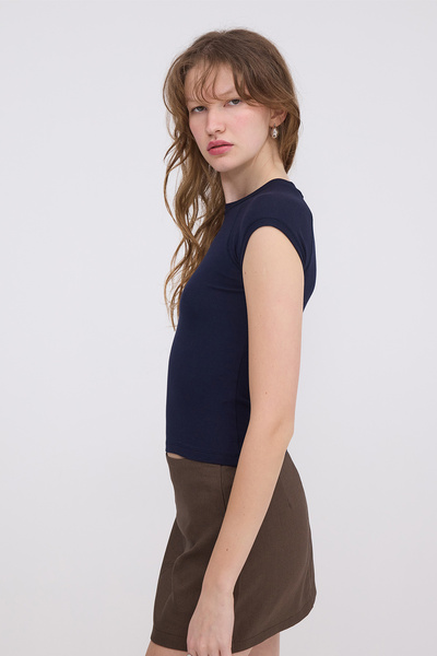 Addax Μπλουζάκι με λαιμόκοψη Modal P4283-İ1