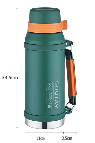 GLANCE Shotay Vacuum Bottle 2.0 Lt Vacuum Thermos Dark Green