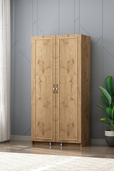 Eymense Serra Çıtalı İki Kapaklı Erzak Dolabı, Çok Amaçlı Meşe