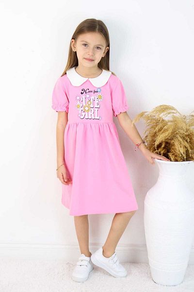 ESİLA KİDS Girl's Baby Collar Short Sleeve Dress - Stylish and Comfortable Casual Dress