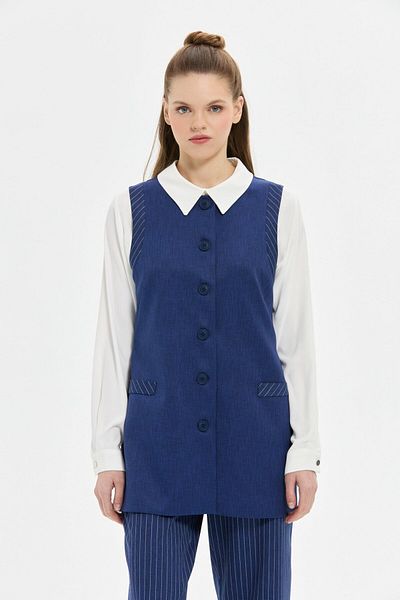 Esswaap Striped Plain Polyviscon Vest - Trousers Set