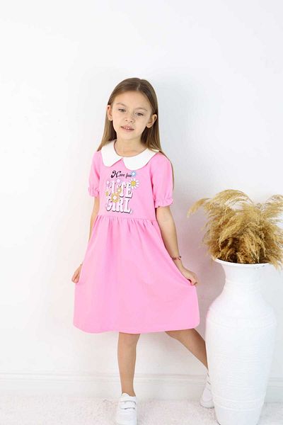 ESİLA KİDS Girl's Baby Collar Short Sleeve Dress - Stylish and Comfortable Casual Dress