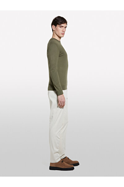 Sisley Men's Light Beige Cotton Blend Slim Fit Chino Pants