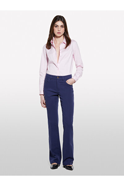 Sisley Women's Light Pink Stretch Cotton Slim Fit Shirt with Pen Detail
