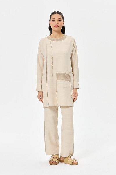 Esswaap Beige Tassel Trousers Suit