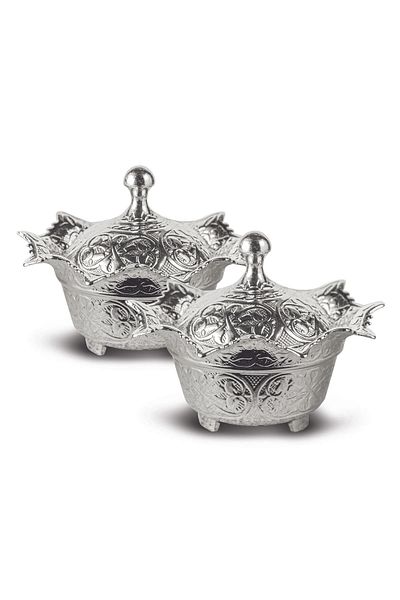 Sena 2 Pieces Round Lid Metal Sugar Bowl (061-2)