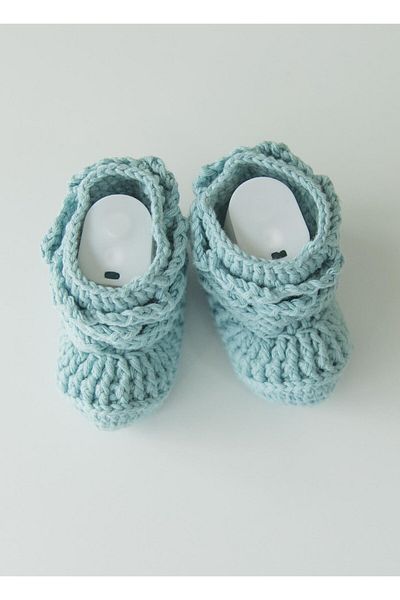 kitikate Hand Knitted Men's Booties Pastel Blue