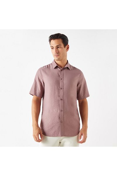 FAV Solid Regular Fit Shirt with Short Sleeves