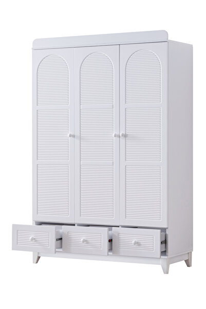 Setay Perla Beyaz Çocuk Odası, Beyaz Perla 3 Kapaklı Dolap Şifonyer Lidya Karyola