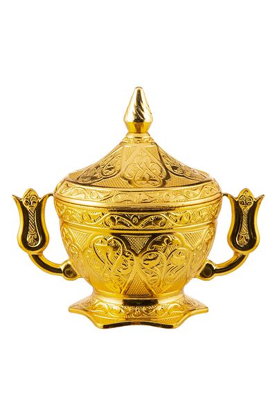 Sena 2 Pieces Tulip Handle Metal Sugar Bowl with Lid (063-2)