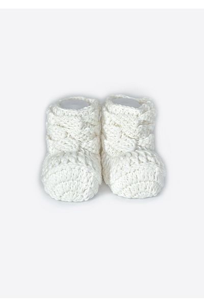 kitikate Men's Booties - Hand Knitted Ecru Color