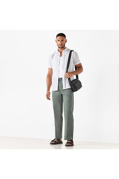 FAV Textured Slim Fit Shirt with Short Sleeves