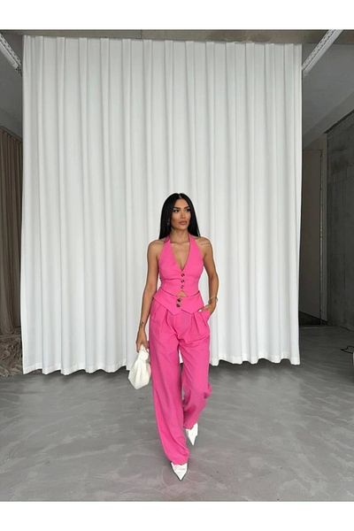Butik Pink Kenden Belt Detailed Trousers
