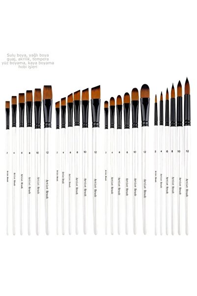 Sanathobi Набір пензлів 24 штуки — 4 різні моделі, акрилова фарба, олійна фарба, гуаш, пензлик для малювання