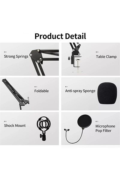 fulina Professional Sound Card And Microphone Set,With Stand,Live Sound Card,3 sponge anti nozzles