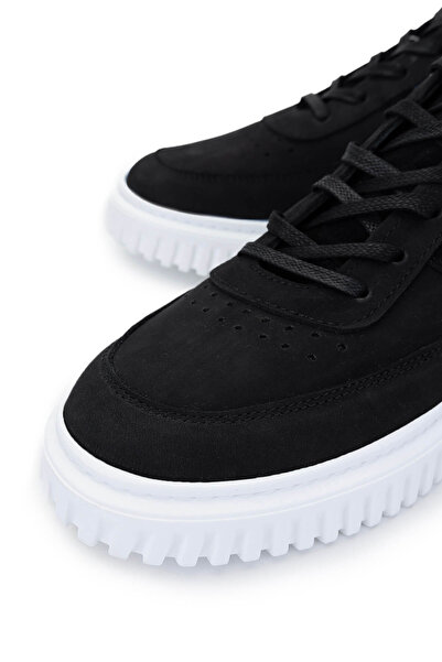 Tamer Tanca Erkek Hakiki Deri Siyah Nubuk Sneakers & Spor Ayakkabı