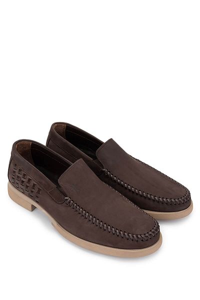 Tamer Tanca Men's Genuine Leather Brown Nubuck Loafers