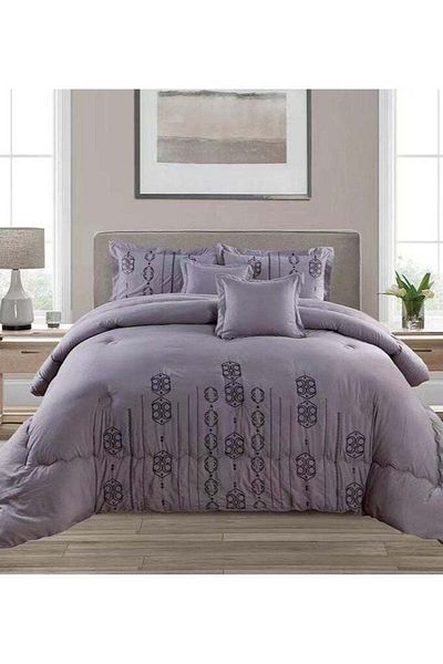 Comfy 6 PC EMBROIDERY SOFT KINGSIZE COMFORTER SET GREY